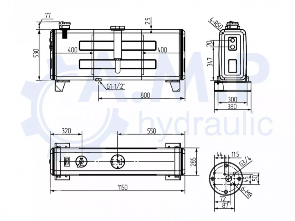 Гидробак за кабину стальной 150 л