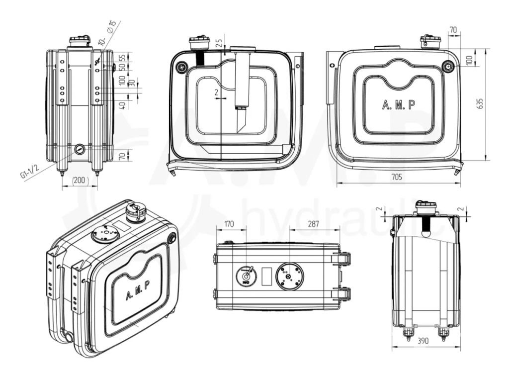 Гидробак боковой алюминиевый 150 л