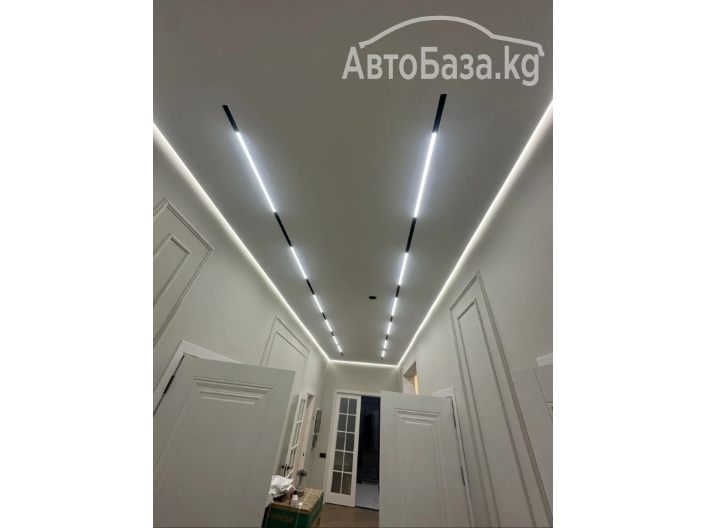 Современные натяжные потолки с встраиваемым освещением